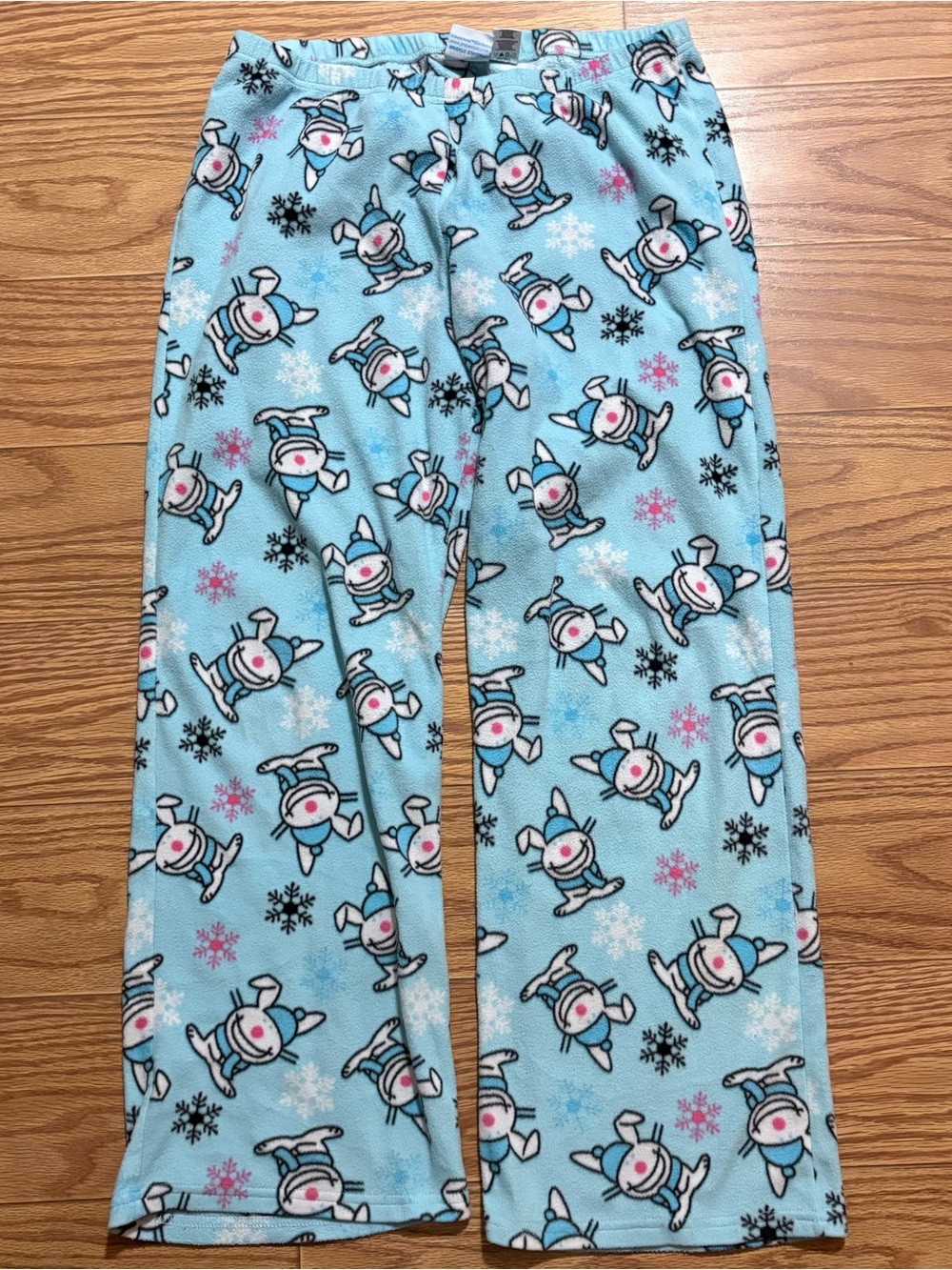 Y2K 2000s Happy Bunny Fleece Winter Snowflake Pajama Pants Women’s Large